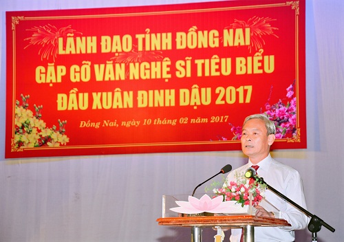 Đồng chí Nguyễn Phú Cường - Bí thư Tỉnh ủy Đồng Nai phát biểu tại lễ gặp mặt VNS tiêu biểu - Ảnh Lâm Cón.jpg